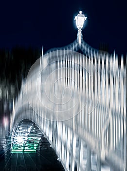 Ha penny Bridge in Dublin at night, Ireland.