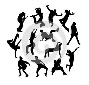 Haappy andCool Hip Hop Dancer Silhouettes