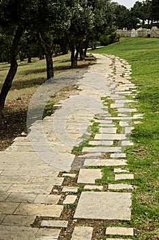 The Haas Promenade stone walkway