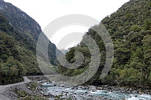 Haast river on South Island of New Zealand