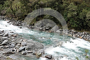 Haast river on South Island of New Zealand