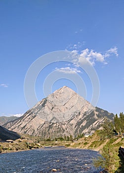 Habba Khatoon Peak And Thee Beautiful Neelum River In Neelum Valley Gurez Kashmir