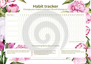 Habbit tracker watercolor flower design photo