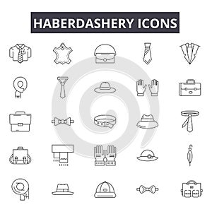 Haberdashery line icons for web and mobile design. Editable stroke signs. Haberdashery  outline concept illustrations