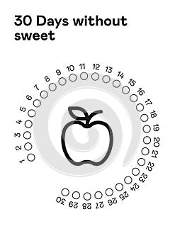 Habit Tracker. 30 days without sweets. Refusal of sweet