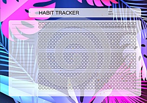 Habit tracker. 31 day. Monthly Planner. Habit tracker blank template. Notebook Planner. Notebooks,decals, diary. Cute