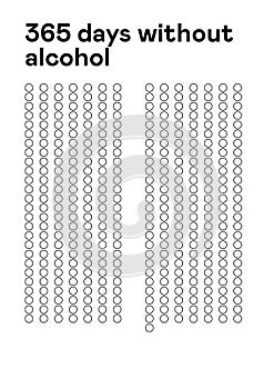 Habit Tracker. 365 days without alcohol. Quitting alcohol