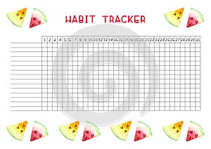 Habit tracker blank with trend design.