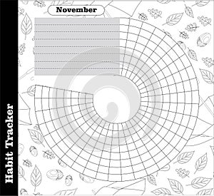Habit tracker is empty. Bullet magazine template. Monthly planner. Vector illustration. Organizer for printing, diary, planner for photo