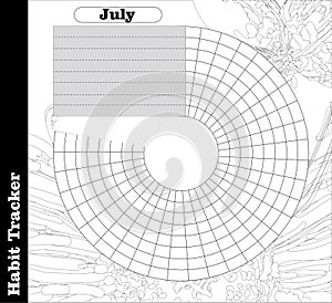 Habit tracker is empty. Bullet magazine template. Monthly planner. Vector illustration. Organizer for printing, diary, planner for