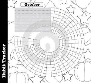 Habit tracker is empty. Bullet magazine template. Monthly planner. Vector illustration. Organizer for printing, diary, planner for