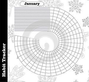 Habit tracker is empty. Bullet magazine template. Monthly planner. Vector illustration. Organizer for printing, diary, planner for