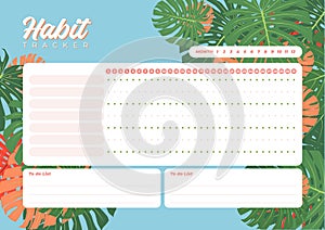 Monthly planner habit tracker blank template