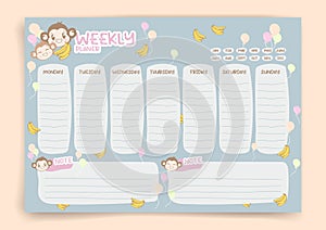 Habit tracker. Monthly planner. Monthly planner habit tracker blank template. Vector illustration.