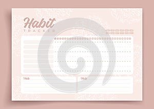 Habit tracker. Monthly planner. Monthly planner habit tracker blank template. Vector illustration.