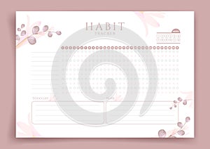 Habit tracker. Monthly planner. Monthly planner habit tracker blank template. Vector illustration.