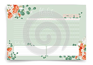 Habit tracker. Monthly planner. Monthly planner habit tracker blank template. Vector illustration. Minimal style. Clean style.