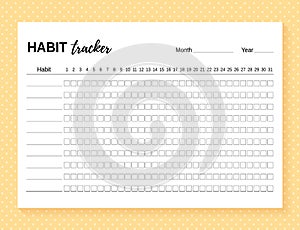 Habit tracker template. Habit diary layout for month. Vector illustration photo