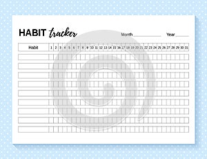 Habit tracker template. Layout of habit diary. Vector illustration