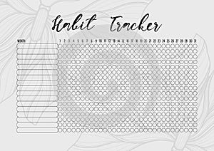Habit tracker template for monthly.Planner checklist ready to print.Calendar table of habits for every day.