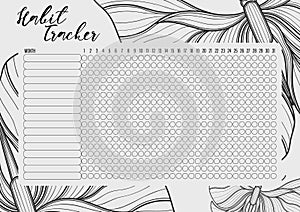 Habit tracker template for monthly.Planner checklist ready to print.Calendar table of habits for every day.