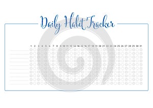 Daily habit tracker template photo