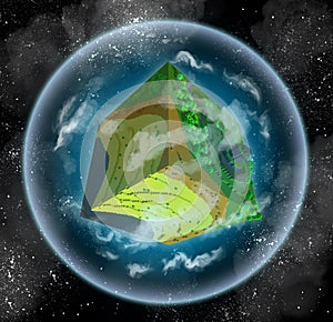 Habitable cube planet - voxel 3d photo