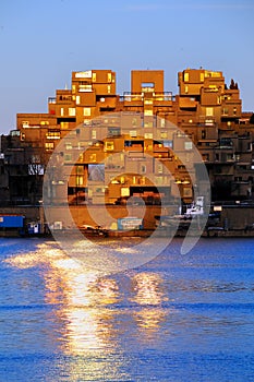 Habitat 67 in Montreal at sunset