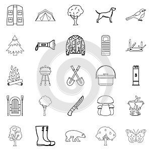 Habitat of animals icons set, outline style