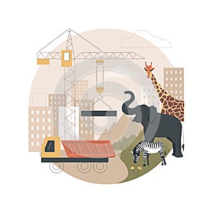 Habitat loss for wild animals abstract concept vector illustration.