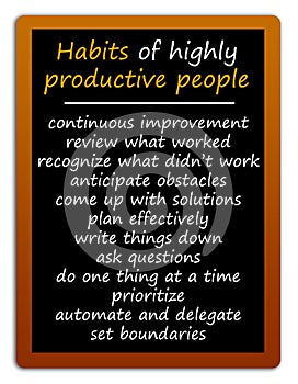 Habits productive people blackboard
