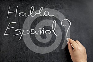 Habla Espanol Hand Writing Blackboard