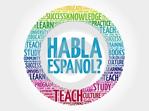 Habla Espanol? (Speak Spanish?) word cloud