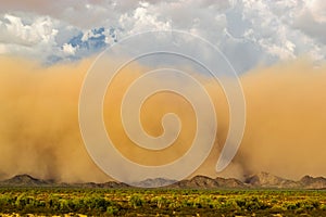 A haboob rolls over mountains in the Arizona desert