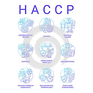 HACC blue gradient concept icons set