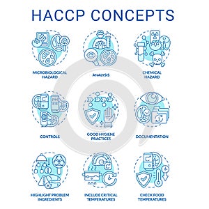 HACC turquoise terracotta concept icons set