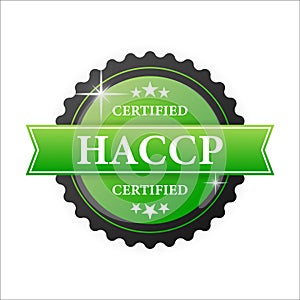 HACCP certified green rubber stamp with green rubber on white background. Realistic object. Vector illustration