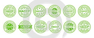 HACCP certified stamp. Food safety system badge. Vector illustration