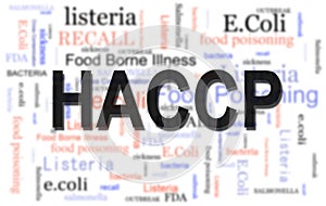HACCP (Hazard Analysis and Critical Control Points) -- and food poisoning word cloud -- food safety concept photo