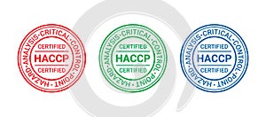 HACCP stamp. Food safety system badge icon. Vector illustration photo