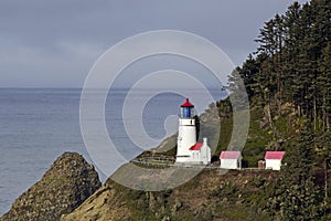 Haceta Head Lighthouse on Cloudy Day