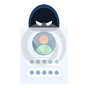 Hack personal data icon, cartoon style