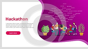 Hackathon concept team programming for website template banner design - vector illustration
