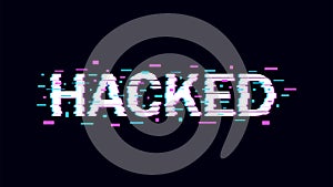 Hacked computer screen with effect glitch. Coding and hacking cyber security. Abstract digital background with noise