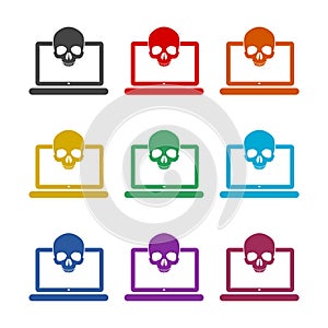 Hacked laptop color icon set