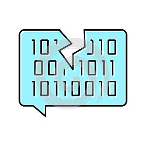 hacked password binary code color icon vector illustration