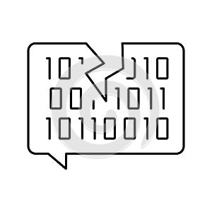 hacked password binary code line icon vector illustration