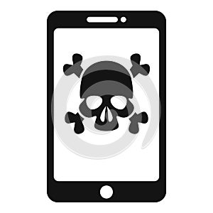 Hacked smartphone icon, simple style