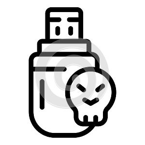 Hacked usb flash icon outline vector. System destroy