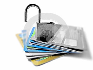 Hacked and vulnerable unsafe unsecured identity and financial theft concept